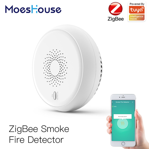 Zigbee Smart Smoke Fire Alarm Sensor Detector Home Security System Battery-powered Alarm Wireless Smart Life Tuya App Control ► Photo 1/6
