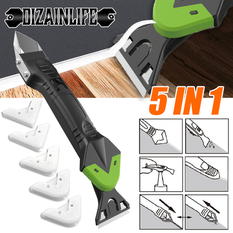 5 In1 Silicone Remover Caulk Finisher Sealant Smooth Scraper Grout Kit Tools with Seam Tape Plastic Hand Tools Set Accessories ► Photo 1/6