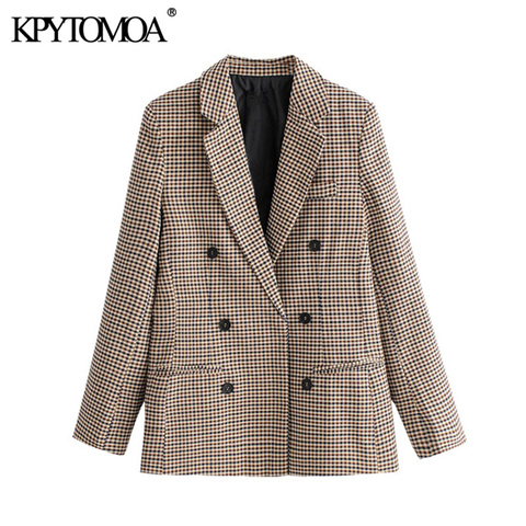 KPYTOMOA Women 2022 Fashion Office Wear Double Breasted Blazers Coat Vintage Long Sleeve Pockets Female Outerwear Chic Tops ► Photo 1/6