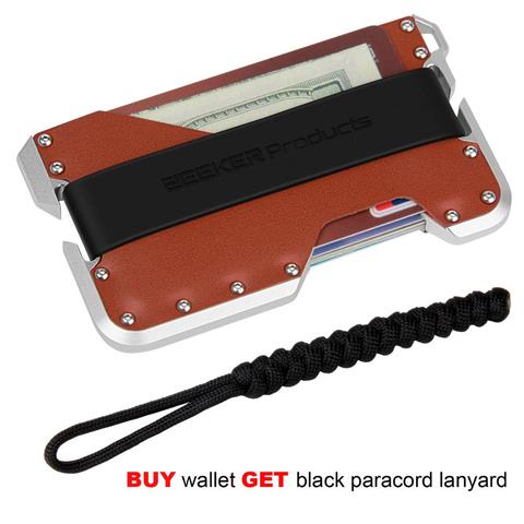 ZEEKER New Design Aluminum Metal RFID Blocking Credit Card Holder Genuine Leather Minimalist Card Wallet For Men ► Photo 1/6