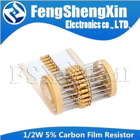 100pcs 1/2w 0.5W 5% Carbon Film Resistor 1R~1M 2.2R 10R 22R 47R 51R 100R 150R 470R 1K 4.7K 10K 47K 1 2.2 10 22 47 51 100 150 ► Photo 1/3