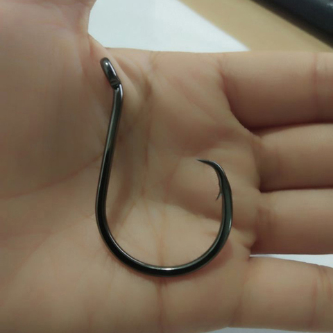 5/10pcs Black Nickel Luminous Heavy Circle Hook High Carbon Steel Saltwater Fishing Hook for Catfish Bass Snapper Perch Tuna ► Photo 1/6