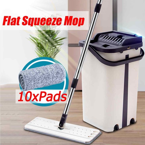 Mop Floor Mop With Bucket Lazy Squezze Free Hand Magic