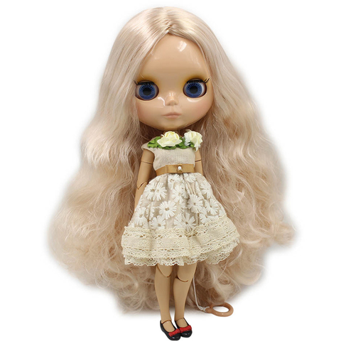ICY DBS Blyth Doll golden wavy hair with centre parting TAN Skin glossy face 30cm No.280BL3139 DIY toy gift ► Photo 1/6