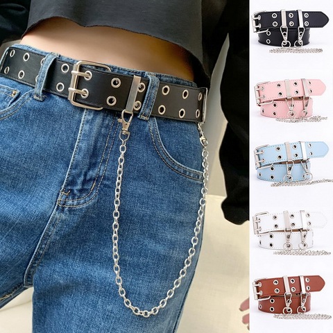 Fashion Casual Double Hole Grommet Belt,Adjustable Jeans Metal