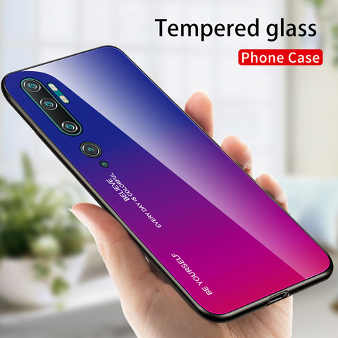For Xiaomi Mi Note 10 Pro Case Hard Tempered Glass fashion Gradient Protective Back Cover case For xiaomi mi cc9 pro mi note10 ► Photo 1/6