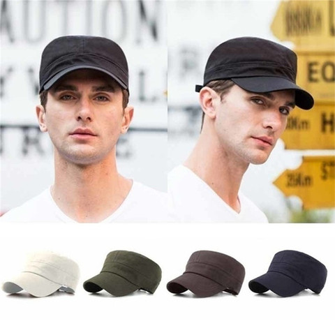 Adjustable Classic Plain Cap Vintage Army Military Cadet Style Cotton Hat Breathable Sun Protective Casual Cap ► Photo 1/6