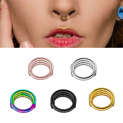 Stainless Steel Nose Septum Ring Clicker Segment Hoop Piercing Cartilage Earring Ear Hinged Fit Tragus Women Body Jewelry 16G ► Photo 1/6