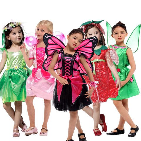 Umorden Ladybug Butterfly Fairy Costumes Girls Kids Forest Woodland Green Elf Costume Cosplay Fantasia Dress for Girl ► Photo 1/6