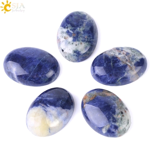 CSJA 1PC Natural Stone Sodalite Cabochon Beads Oval CAB 13X18mm 30x40mm Semi-precious Stones Fit Handmade Jewelry Women Men F510 ► Photo 1/6