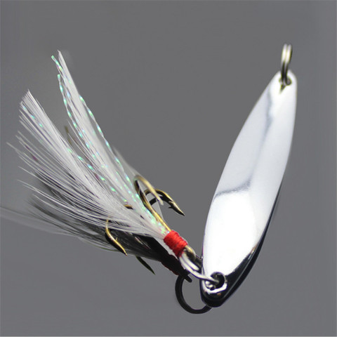 1Pcs 5g/7g/10g/13g/18g/21g Metal Fishing Lure Spoon Sequins Spinner with Feather Hard Bait For Sea Lake Bait Tool Wobblers ► Photo 1/4