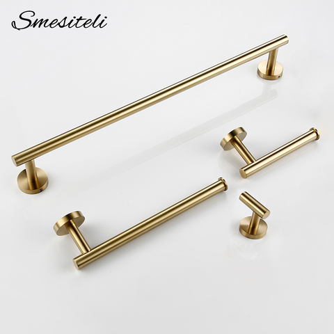 Bathroom Set Paper Shelf Towel Rack Bathrobe Kit Clothes Hook Black Gold Stainless Steel Accessories Bedroom Kitchen 4 Piece Set ► Photo 1/6