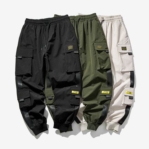 2022 New Hip Hop Joggers Cargo Pants Men Harem Pants Multi-Pocket Ribbons Man Sweatpants Streetwear Casual Mens Pants XS-5XL ► Photo 1/6