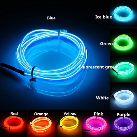 Neon Wire Flash Rope Cable LED Strip Flexible Neon Lamp Glow String Light For Car Decoration With 8mm Sewing Edge Car Styling ► Photo 1/6
