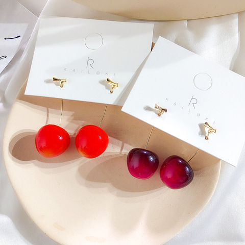 Earrings For Women Charm Girl Fashion Gift Cute Fruit Cherry Dangler Eardrop Hoop Earring Stud Earring ► Photo 1/6