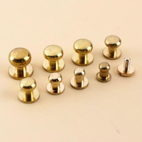 10pcs Solid brass  sam brown browne button screw back Round head ball post studs nail rivets leather craft accessory ► Photo 1/6