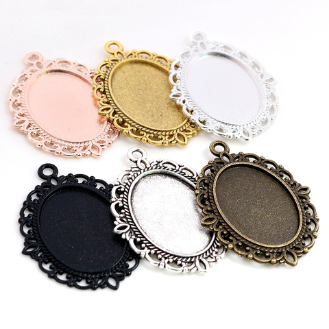 10pcs 18x25mm Inner Size 6 Colors Vintage Style Cameo Cabochon Base Setting Pendant necklace findings ► Photo 1/6