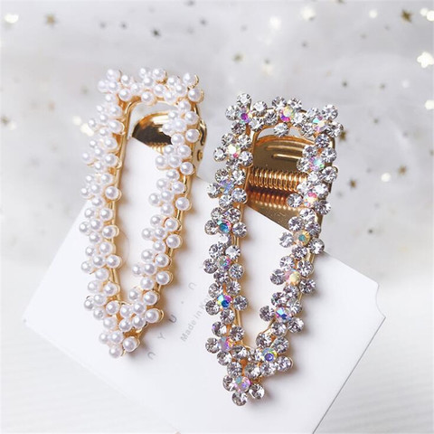 Girl Pearl Crystal Hair Clips Temperament Full Diamond Rhinestone Pearl Elegant Barrettes Hairgrips Women Hair Accessories ► Photo 1/5