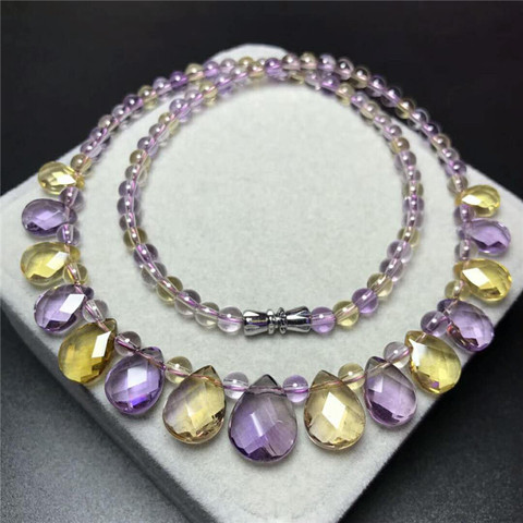 5mm Genuine Natural Ametrine Long Chain Necklaces Women Female Natural Amethyst Citrine Quartz Crystal Pendants Necklace AAAAAA ► Photo 1/4