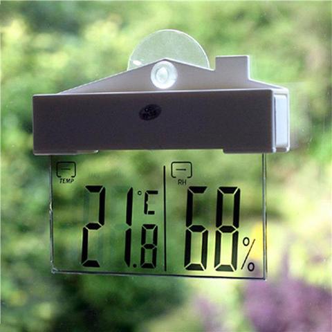 Smart Electronic Large LCD digital thermometer humidity meter Sucker Window Hydrometer aquarium Weather Station Suction pyromete ► Photo 1/6