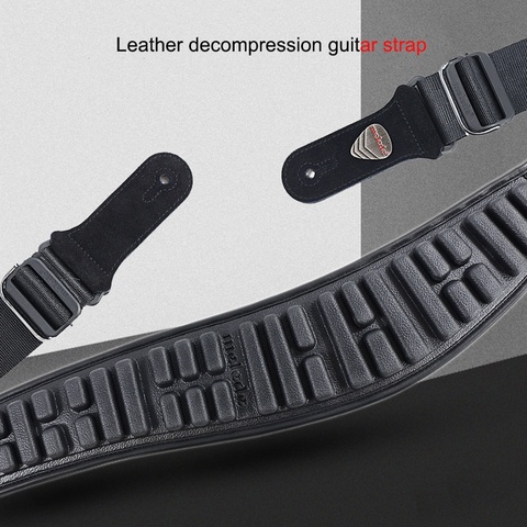 Leather Decompression Guitar Strap Widened Thickened Adjustable Length Rubber Foam Breathable Massage Strap for Guitar Bass ► Photo 1/6