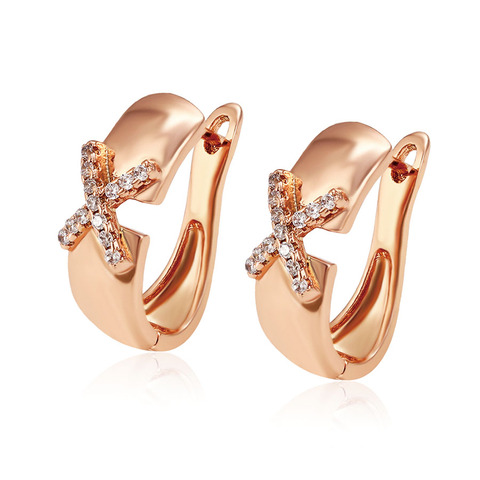 MxGxFam 2022 Christmas 585 Rose Gold Color Zircon Hoop Earrings For Women AAAA+ Fashion Jewelry ► Photo 1/6