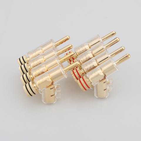 4pcs/set VB202G High Performance 24K Gold plated Audio Banana Connectors 45Dgree Locking banana ► Photo 1/6