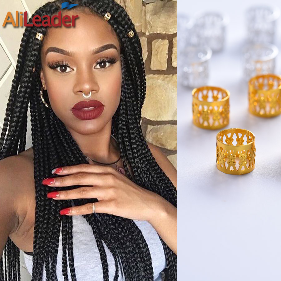 Alileader Tube Beads Golden Silver Rings For Braids Jewelry Ring