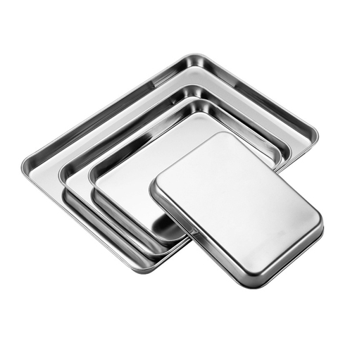 Rectangle Household Steamed Stainless Steel Food Trays Sausage Noodles Storage Pans Fruit Water Kitchen Baking Pastry Dish Plate ► Photo 1/6