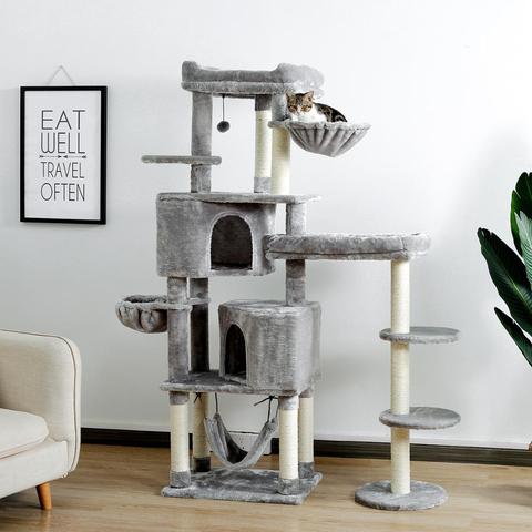 Fast Delivery Cat Tree House Cando Climbing Trestle Cat Scratcher Tree Posts for Kitten Jumping Tower with Ball Toys Cat Playing ► Photo 1/6