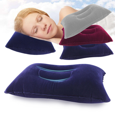 Portable Inflatable Pillow Travel Air Cushion Double Sided Flocking Cushion Camp Beach Car Plane Hotel Head Rest Bed Sleep ► Photo 1/6