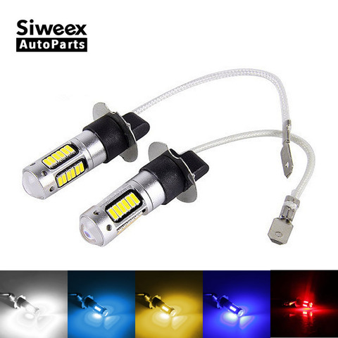 2Pcs H3 H1 W5W T10 White 4014 Chips 30 SMD High Power LED Fog Light Headlight Lamps Bulb Lens DC 12V ► Photo 1/6