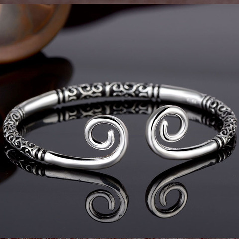 Teen Golden hoop Bracelet Chinese Tradition Style Accessories Viking Bangle Men Wristband Cuff Bracelet For Women Bangle ► Photo 1/6