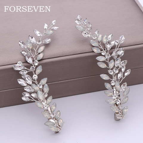 2 Pcs Rhinestone Headband Clips Bridal Hair Accessories Tiaras Headband With Hairgrips Wedding Hair Jewelry Women's Accessories ► Photo 1/6