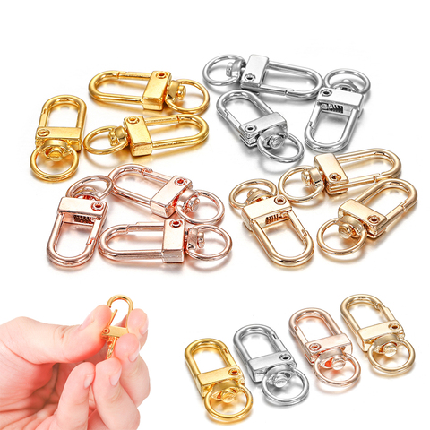 10pcs/lot 12x33mm Rotating Dog Buckle Gold Rhodium Metal Lobster Clasps Hooks For DIY Jewelry Making Key Ring Chain Accessories ► Photo 1/6