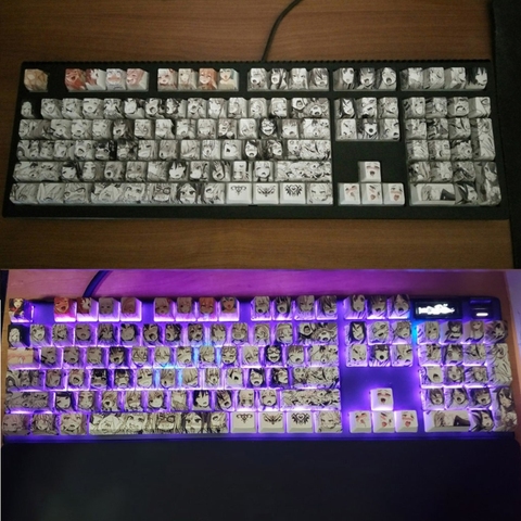 PBT 108 key Ahegao Keycap Dye Sublimation OEM Profile Anime Keyboard Keycap 1XCB ► Photo 1/6