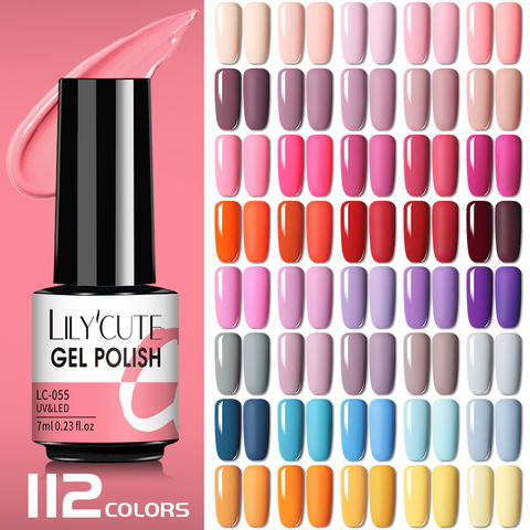 LILYCUTE 7ml Nail Gel Polish Semi Permanent Gel Varnish Base Top Coat UV LED Gel Varnish Soak Off Nail Art Gel Nail Polish ► Photo 1/6