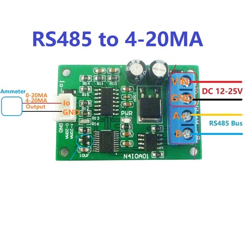 DC 12V RS485 to 4-20MA 0-20MA Current Signal Generator DAC Converter Module Modbus RTU for PLC Measuring Instruments ► Photo 1/1