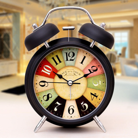 Creative Alarm Clock Luminous Mute Bedside Living Room Students Simple Children Alarm Clock Multifunctional Retro Metal Clock ► Photo 1/6