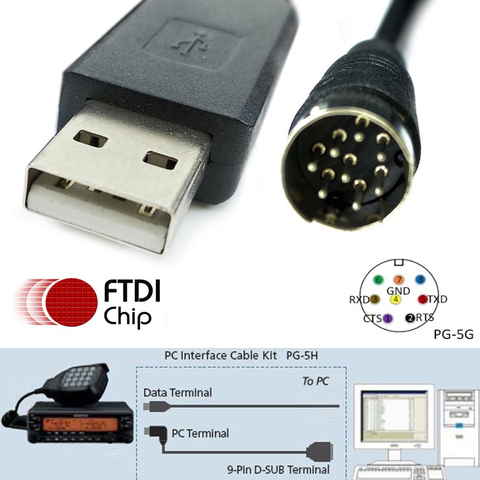 ftdi usb rs232 Adapter Cord for Kenwood Radio Station PG-5G pg 5h TM-D710 Programming Cable ► Photo 1/6