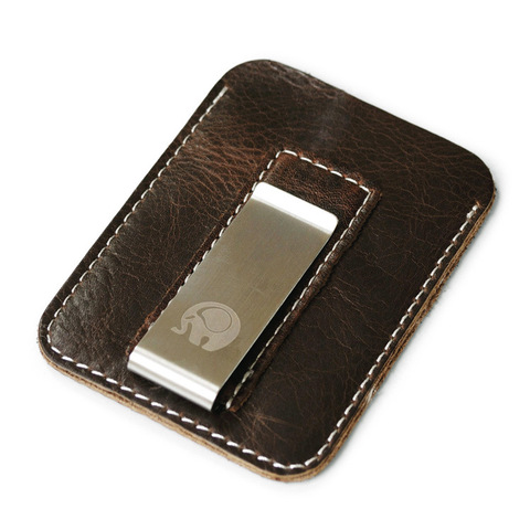 2022 Trend Coffee Unisex Original Leather Design Fashion Slim Wallet Front Pocket Money Clip Mini Bill Purse XYX-C059 ► Photo 1/6