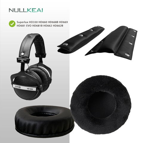 NULLKEAI Velvet Replacement Parts for Superlux HD330 HD660 HD668B HD669 HD681 EVO HD681B HD662 HD662B Earpads Headband Earmuff ► Photo 1/6