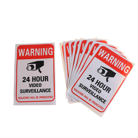 5Pcs/lot Wall Sticker 24H Video Camera System Warning Sign Wall Decal Surveillance Monitor Decal Public Area Security ► Photo 1/5