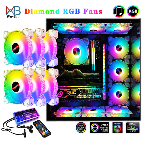 Diamond 120mm Fan Cooling PC Computer Case Fans PWM 6PIN Adjustable Silent Cooler Mute RGB Ventilador Radiator Aura Sync ► Photo 1/6