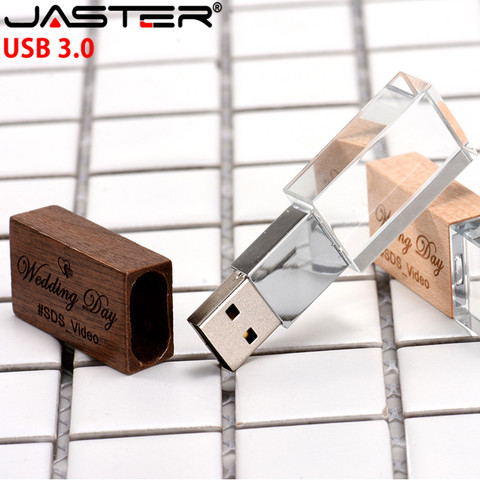 JASTER Wedding Photography Custom LOGO Wooden Crystal Wooden USB 2.0 64GB 32GB 16GB 4GB Version memory flashs stick pen drive ► Photo 1/6