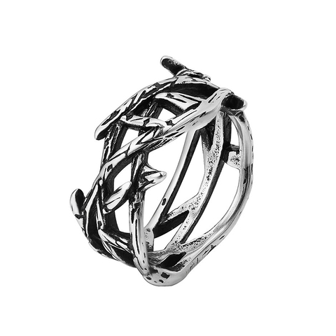 Retro Peace Olive Branch Stainless Steel Mens Ring Punk Simple Creative Thorns Biker Thorn Ring Jewelry Gift ► Photo 1/5
