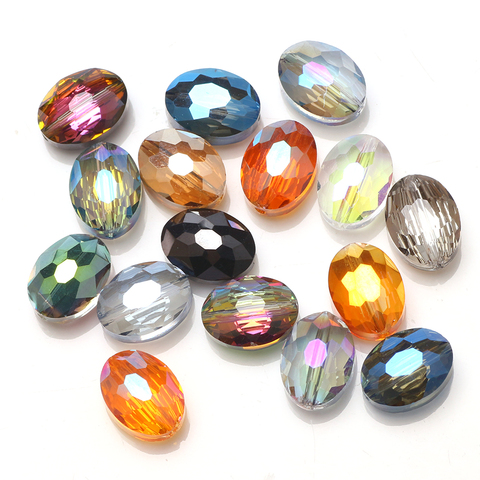 Faceted Pressed Ellipse Glass Beads For Bracelet Making 9X12MM Crystal Lampwork Loose Beads DIY Crafts Charms Necklace 30pcs ► Photo 1/6