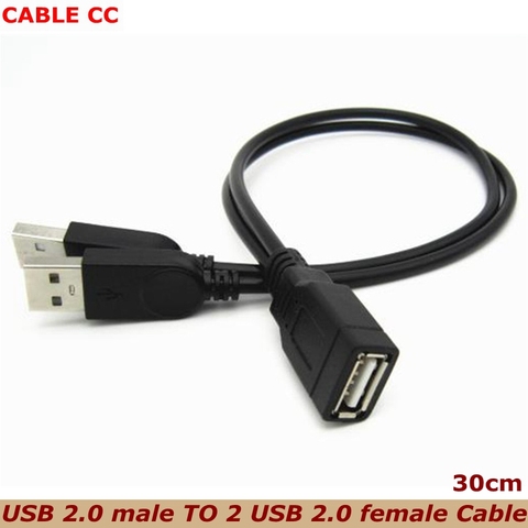 USB Y computer one point two data power cable  Cable USB Double Splitter Cable Female to USB 2.0 Male Power Extension Cable 30cm ► Photo 1/4