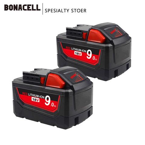 Bonacell 18V 9000mAh M18 XC Li-Ion Replacement Battery for Milwaukee 48-11-1815 M18B2 M18B4 M18BX L70 ► Photo 1/6