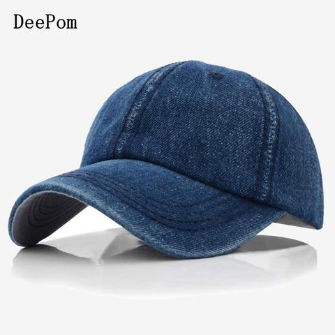 DeePom Denim Men's Cap Branded Baseball Cap Women Vintage Hip Hop Cap Female Snapback Summer Hats For Men Blank Bone Male Gorras ► Photo 1/5